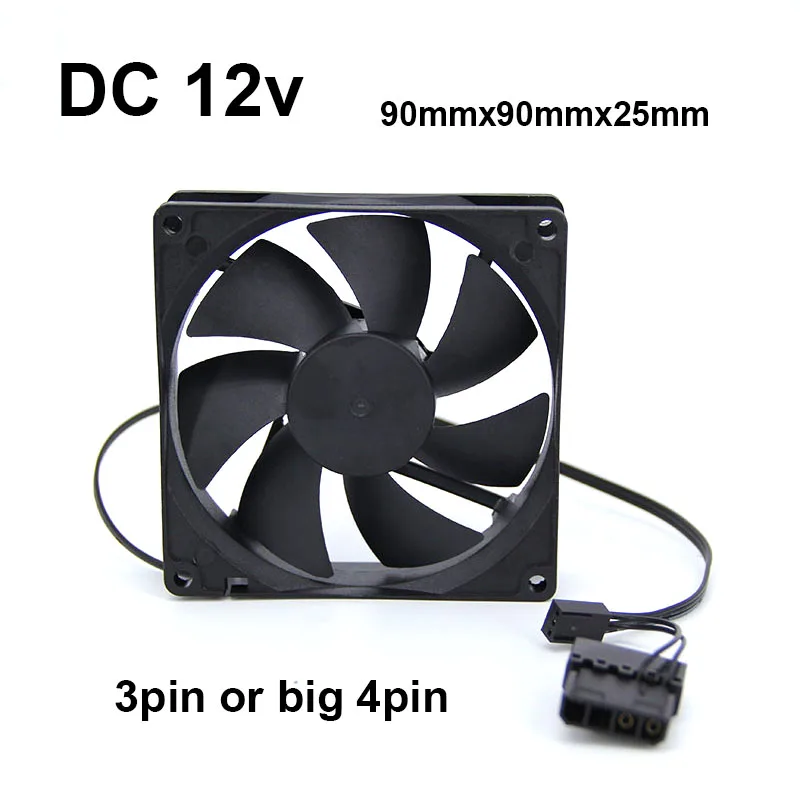 ブラシレスコンピューター冷却ファン,ケース,クーラー,DC 12V, 9cm, 90mm, 90mm, 3ピン,4ピン,大型,90mm x 25mm