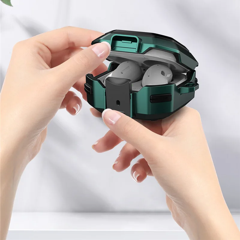 حافظة سماعة أذن جديدة لهاتف سامسونج جالاكسي Buds Pro Live Buds2 Buds 2 Pro FE Core غطاء سماعة الرأس مع خطاف مشبك