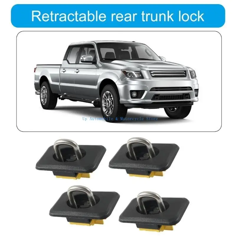 

270E 4pcs Retractable Rings Tie Downs set Stable Cargo Tie Down Anchors with Retractable Rings Simple Installs for Truck Bed