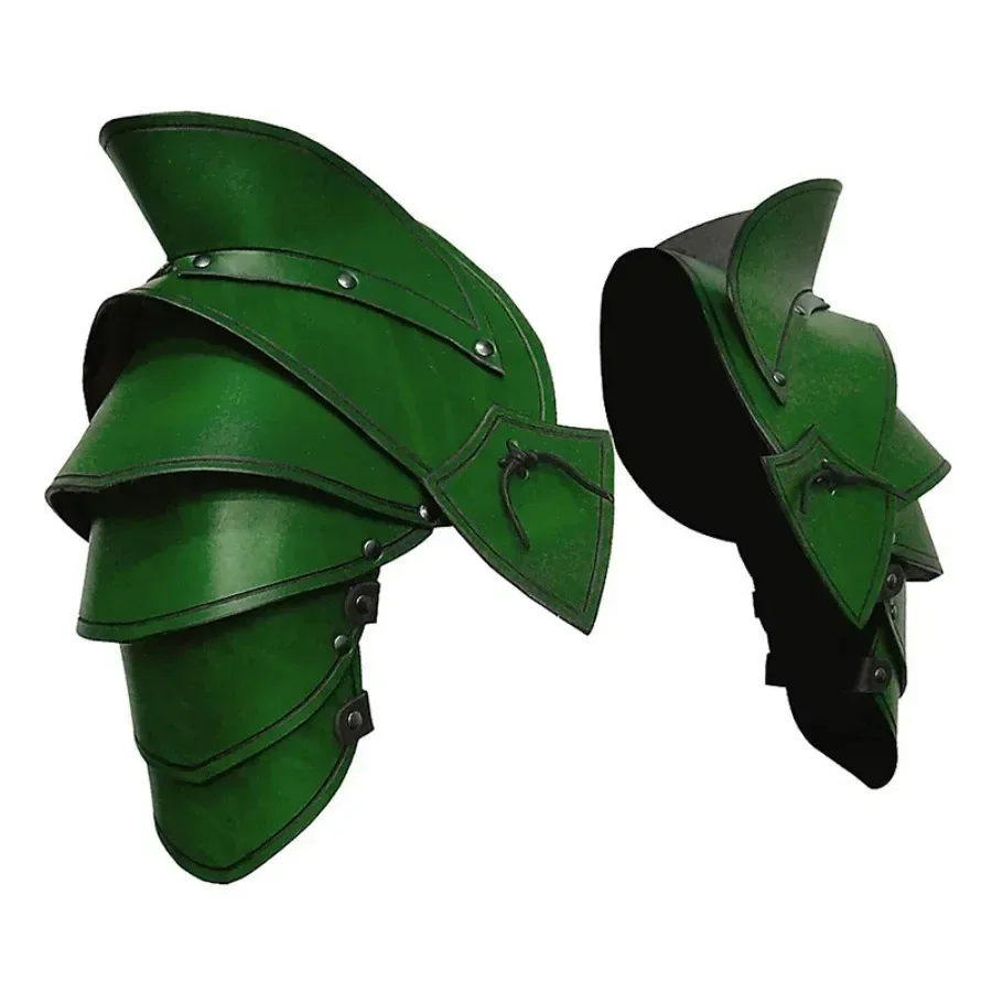 Medieval Knight Double Shoulder Armor PU Leather Pauldrons Spaulders Elf Archer Cosplay Costume Halloween Party Club Props Larp