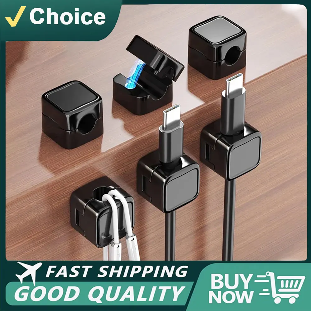 6Pcs Magnetic Cable Clip Winder Holder Adhesive Wire Keeper Cord Cable Organizer Usb Charging Cables Winder for Office Desktop