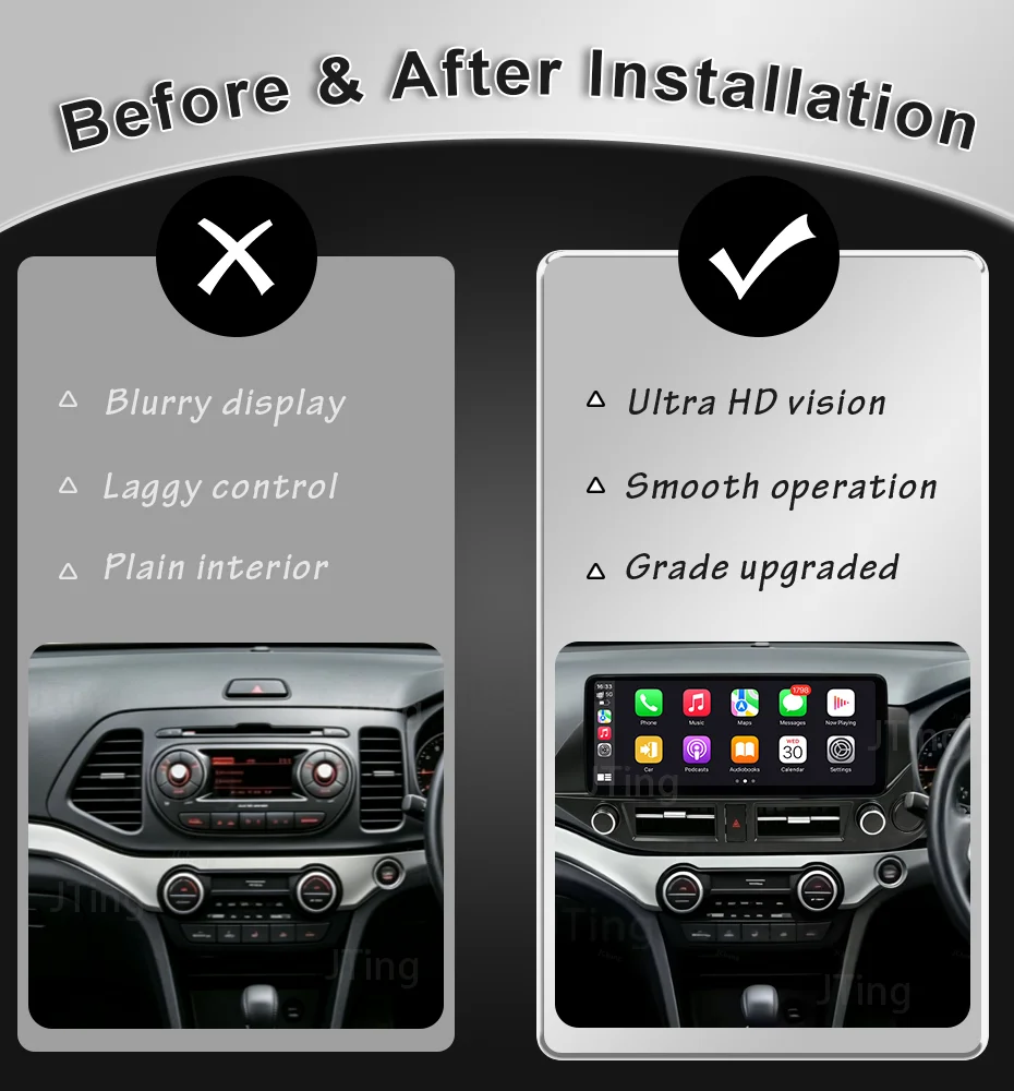 for Kia Morning 2 Picanto RHD 2012-2016 12.3' Android 16 BT 4G WiFi IPS Touch FM RDS DSP Car Multimedia Head Unit Split Screen