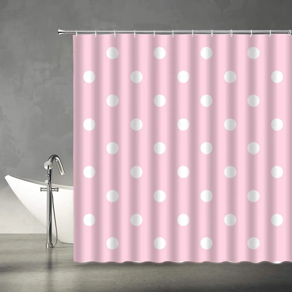 Polka Dot Shower Curtain Vintage Black and White Doodle Polka Dots Fashion Bathroom Curtains Decor Polyester Fabric Sets Hooks