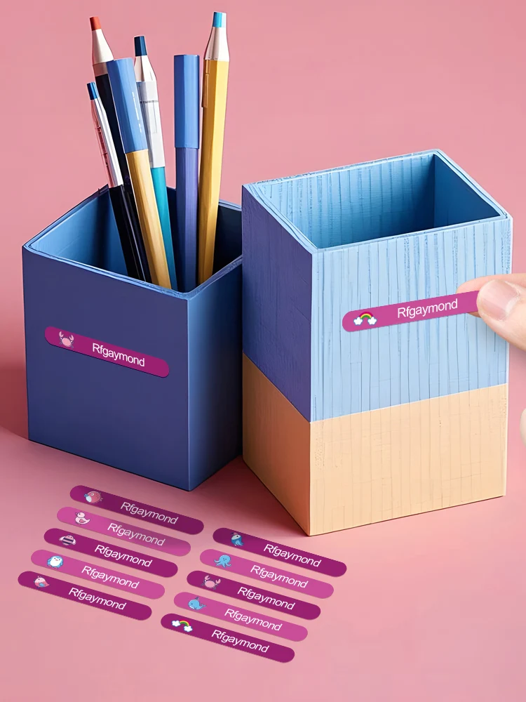 Personalisierte wasserfeste Namensaufkleber, individuelle Etiketten für Getränkeflaschen, Schulutensilien, langlebige Namensschilder für Kinderbriefpapier – Detail 5
