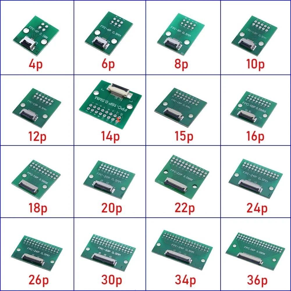 FPC FFC Flexible Cable Adapter Board 0.5mm Pitch Connector SMT to 2.54mm 4P/6P/8P/10P/12P/14P/15P/16P/18P/20P/22P/24P/26P/30P