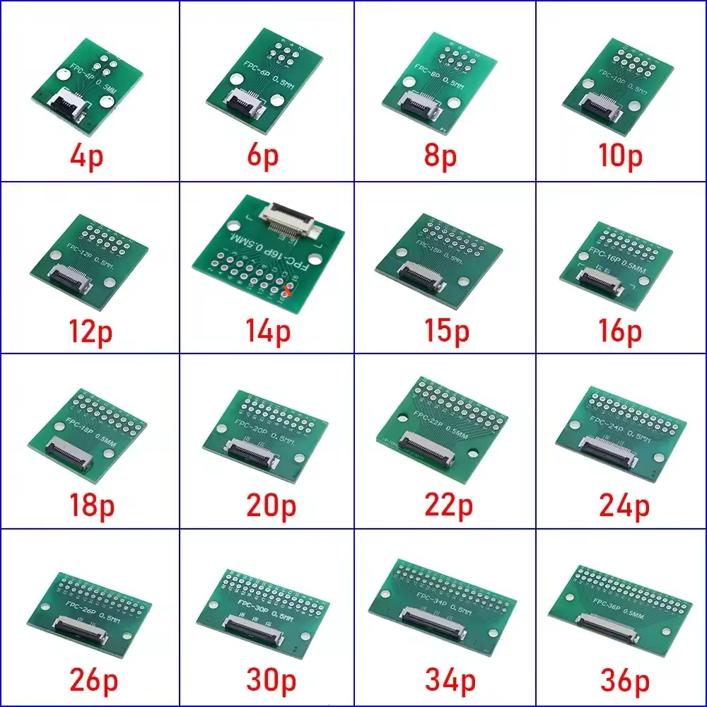 FPC FFC Flexible Cable Adapter Board 0.5mm Pitch Connector SMT to 2.54mm 4P/6P/8P/10P/12P/14P/15P/16P/18P/20P/22P/24P/26P/30P
