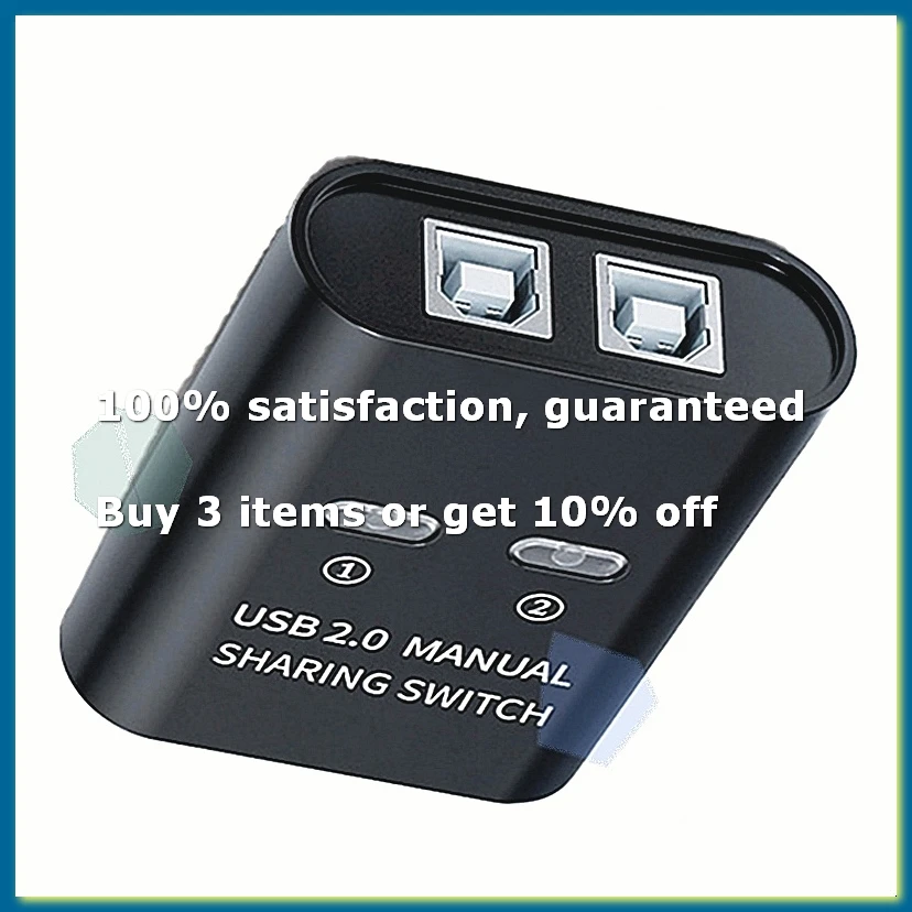USB Switch 2 Port Manual USB HUB Two Computers Share U Disk Printer Device Two in One Out USB2.0 Sharer