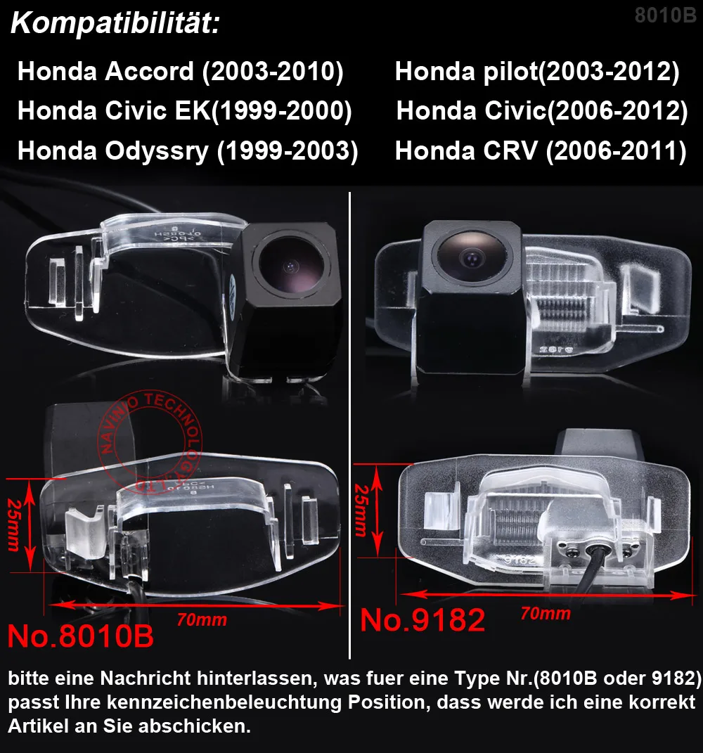 HD Car Rear View Backup camera for Honda Accord  pilot Civic EK Civic Odyssry CRV