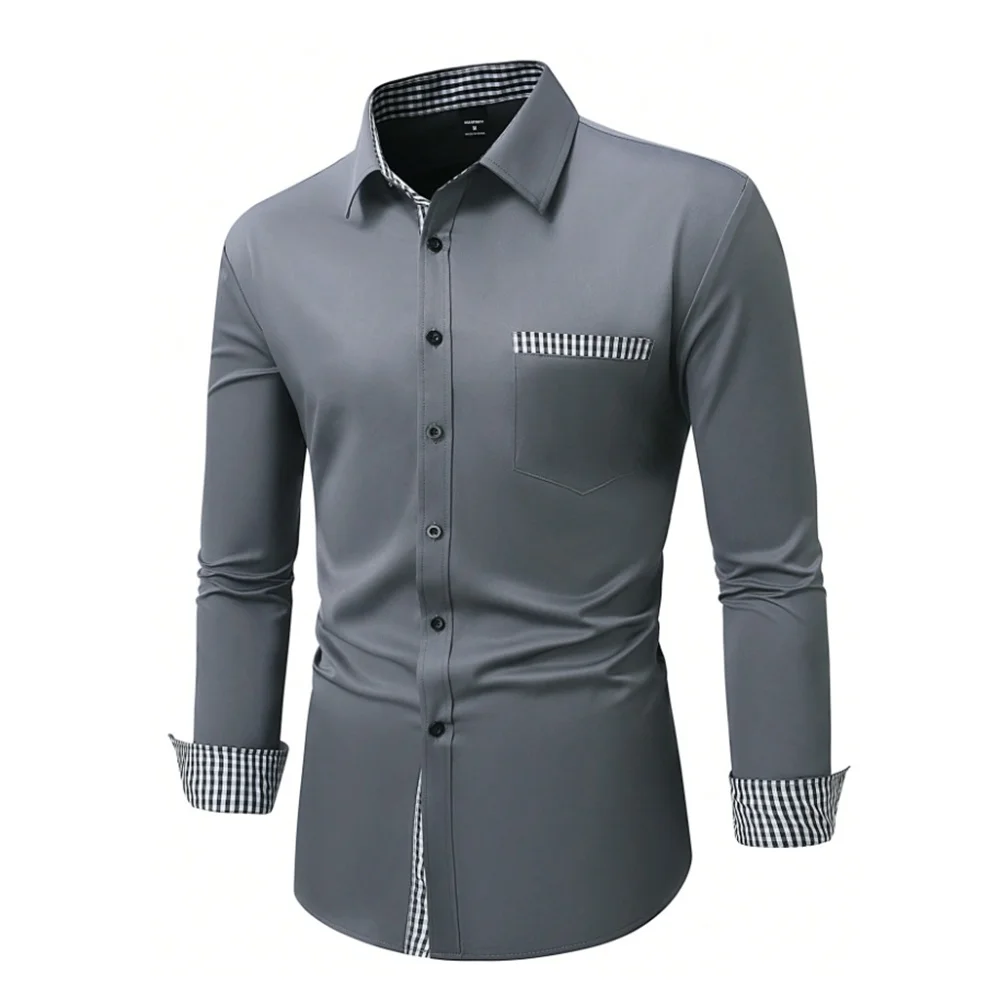 

Men's striped single-breasted casual business office long-sleeved shirt fashionable and comfortable fabric tops XS-6XL