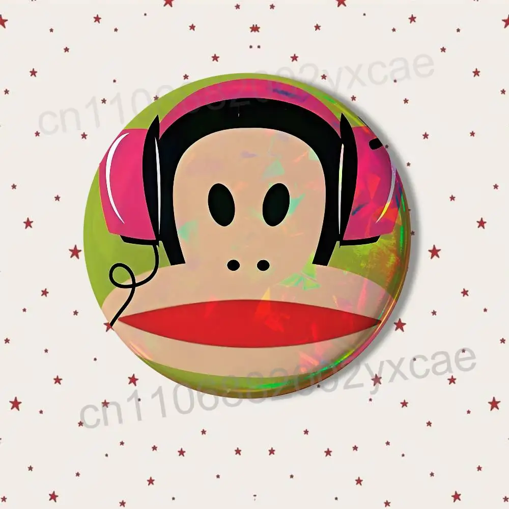 Dies ist ein Affen-Paul-Frank-Abzeichen für Rucksäcke, Kleidungsdekoration, runde Brosche aus Weißblech, lustige, individuelle Geschenke für Freunde – Detail 8