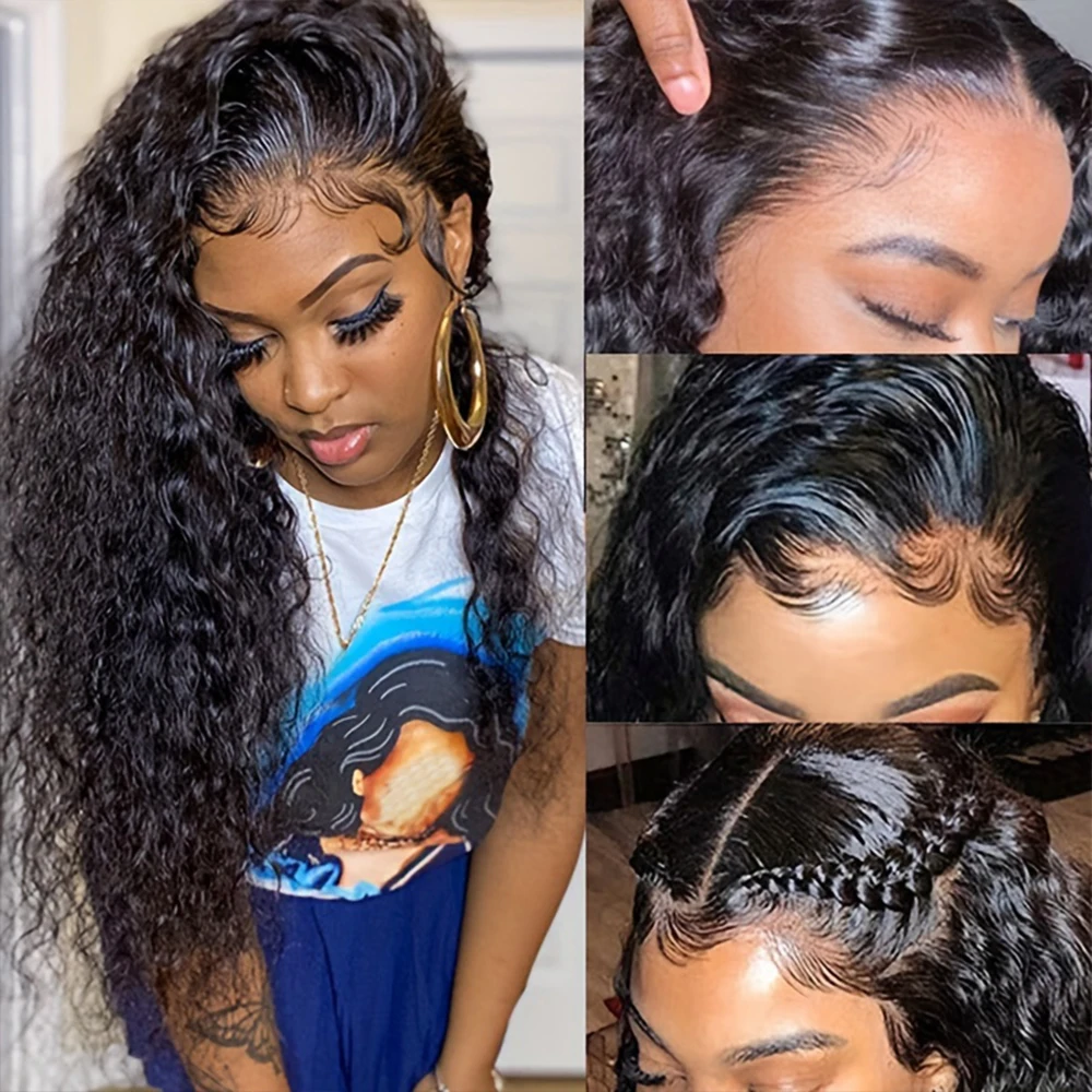 Парики с глубокими волнами, человеческие волосы, плотность 250, 13x6 Hd, фронтальная часть кружева, предварительно выщипанные, глубокие вьющиеся, бесклеевые, 5x5 Hd, парик с закрытием шнурка