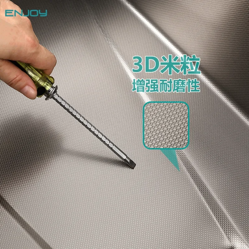 304 Stainless Steel Kitchen Sink Large Single Bowl Rice Grain Embossed Vegetable Basin Thickened Load Bearing Nano Dishwasher