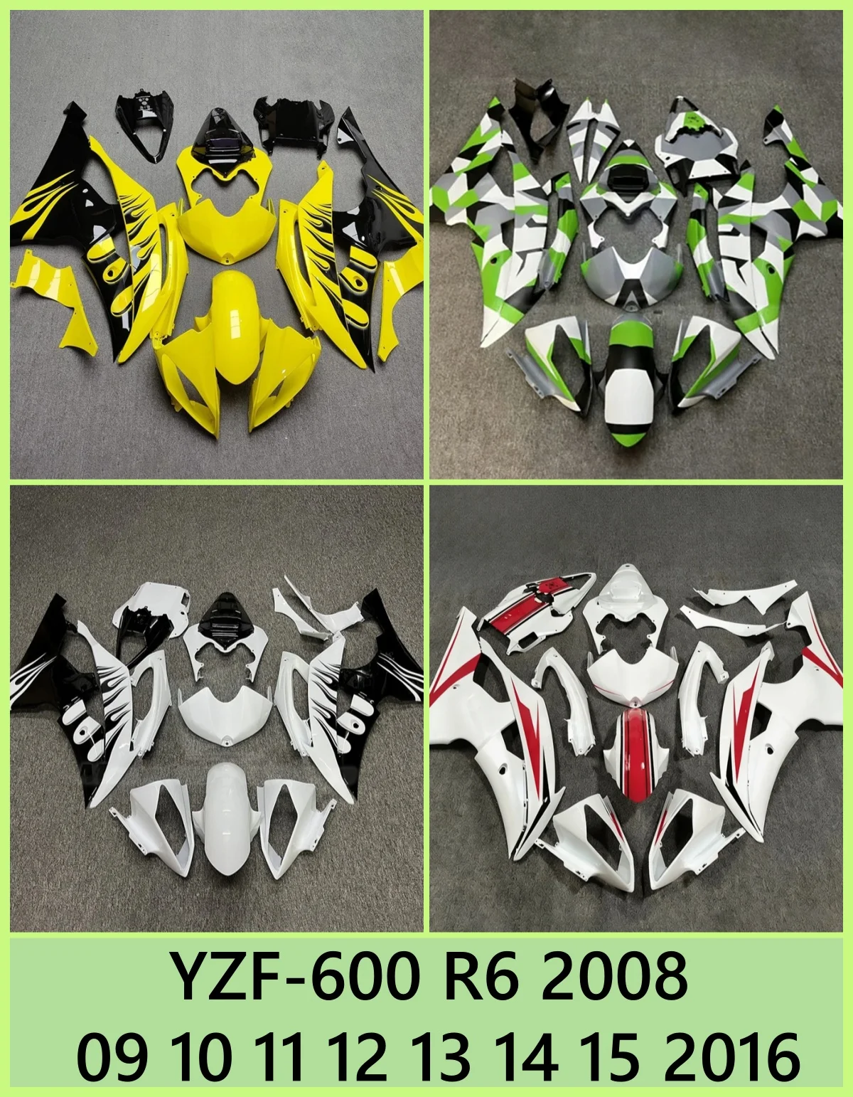 Suitable for Yamaha YZF-600 R6 2008 09 10 11 12 13 14 15 2016 motorcycle modification fairing housing accessories, customizable