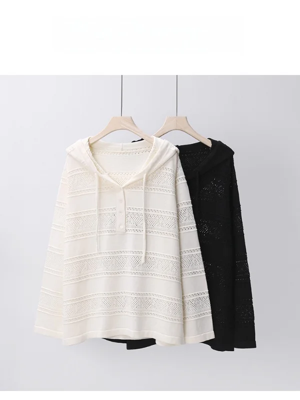 

plus Size Knitted Sweater Spring New Faionable Hoodie Casual Sle Nylon Fabric Long Sve ort Length Color