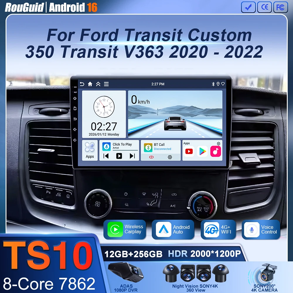 Android Auto Radio Navigation GPS For Ford Transit Custom 350 Transit V363 2020 - 2022 Multimedia Video Player NO 2din Head Unit
