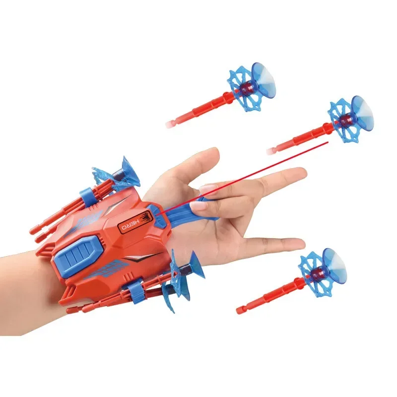 Marvel Kids Suction Cup Gloves Soft Bullet Gun Launcher Anime Hero Spider-Man Wrist Infrared Dual Launcher Holiday Gift Toy