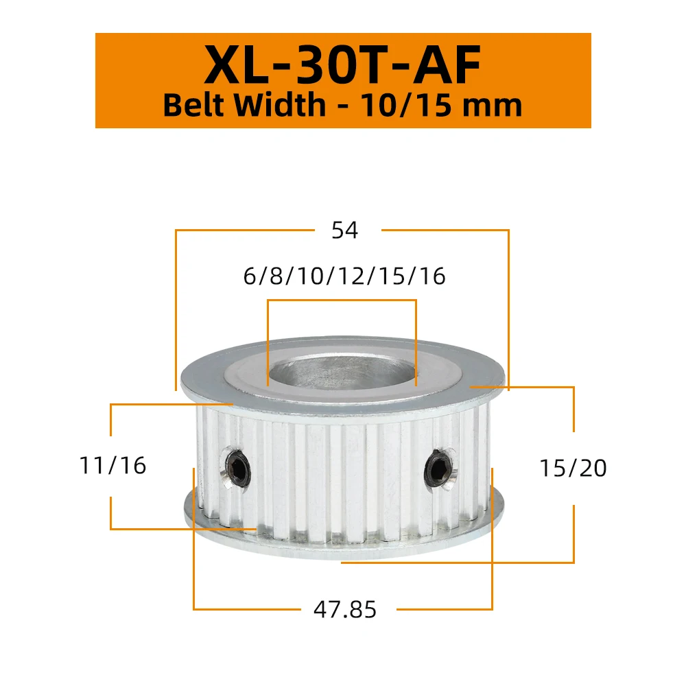 XL 30T Timing Pulley 6-25 mm Inner Bore Teeth pitch 5.08mm 10/15 mm Width XL Synchronous Belt For Stepper Motor 30Teeth