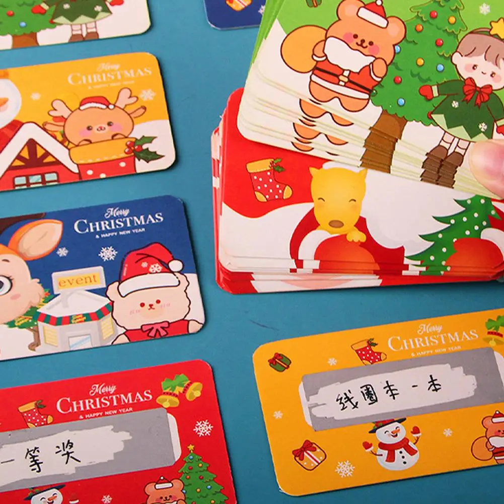 DIY Self-made Christmas Reward Scratch Card Handwritten Xmas Lucky Stickers Scratch Stickers Award Card Reward Off Decor Sc D3H8