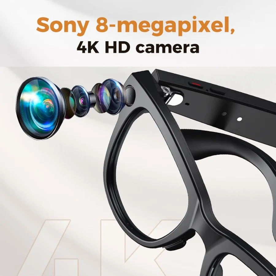 Rechargeable Smart Discoloration Lenses 800W Pixel Camera 4k Recording Wifi Translation Smart Ai Glasses With Charging Case