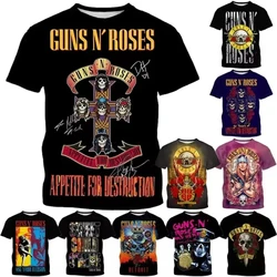 Nowe koszulki męskie i damskie Guns N Roses z nadrukiem 3D Zespół rockowy Czaszka Streetwear Letnia spersonalizowana koszula Plus