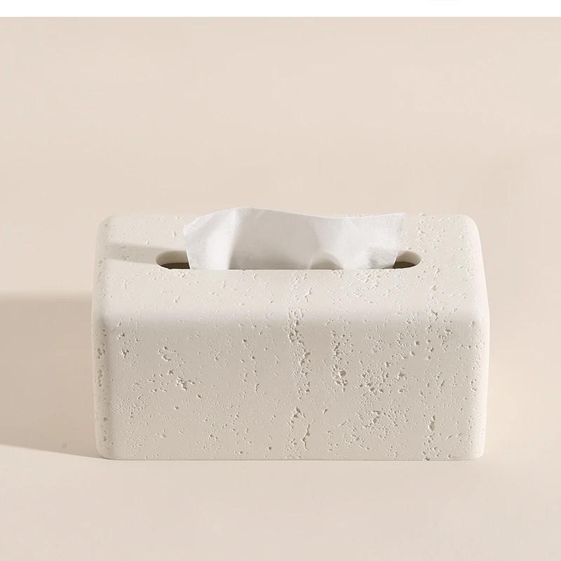 Wabi-sabi wind tunnel stone napkin paper box Household living room tea table light luxury tissue modern art