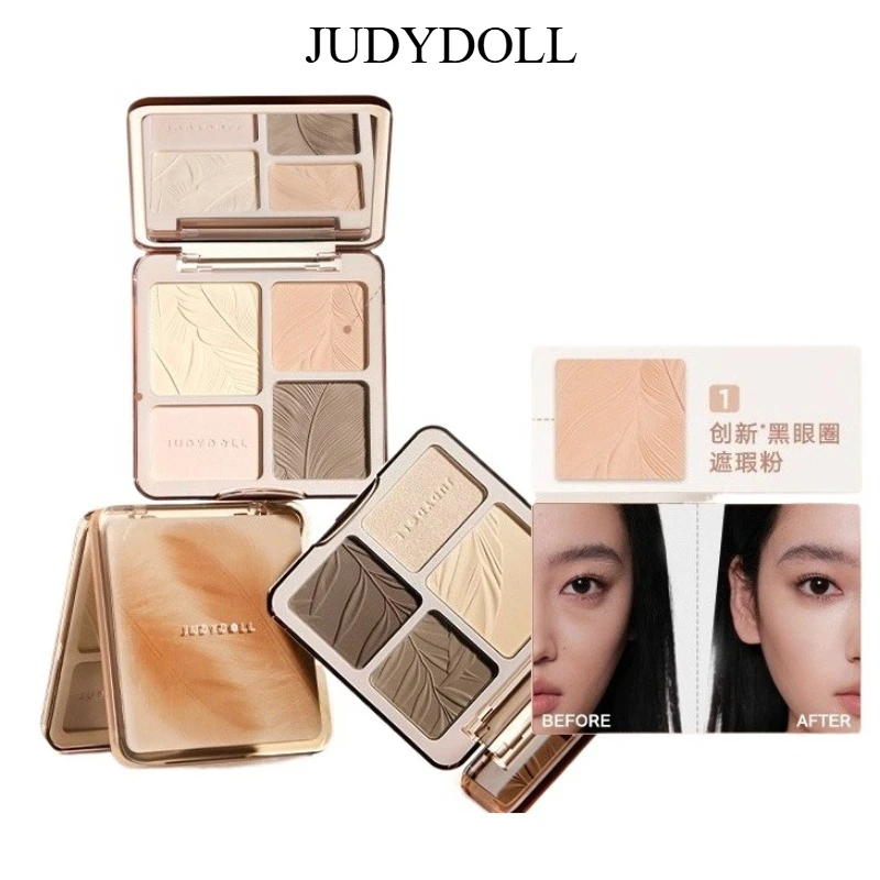 

JUDYDOLL 2in1 Highlighter And Contour Palette Feather Light Up Face Shadow Powder Multi-Purpose Highlighting Makeup Cosmetics