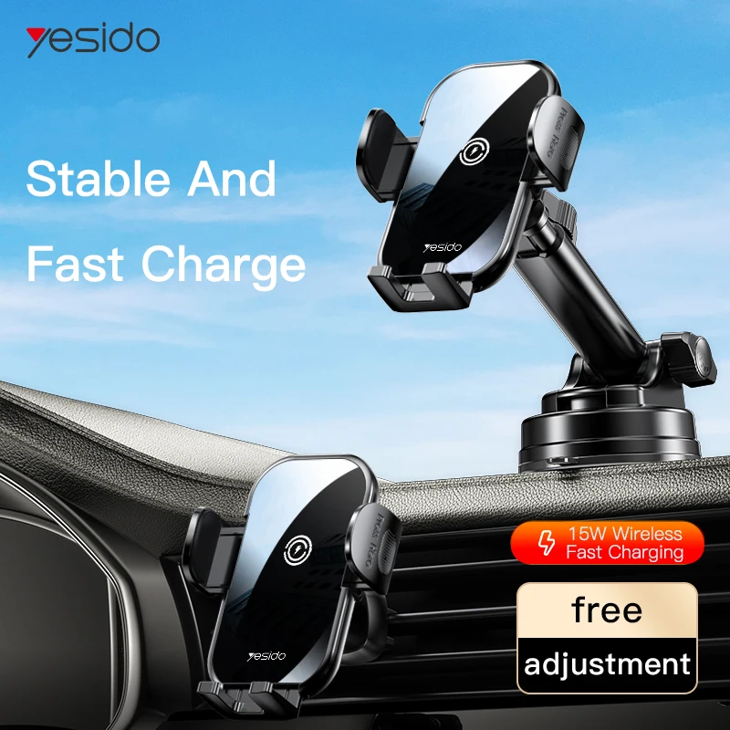 

New car phone holder suction cup type 15W wireless charging rotating navigation air outlet bracket