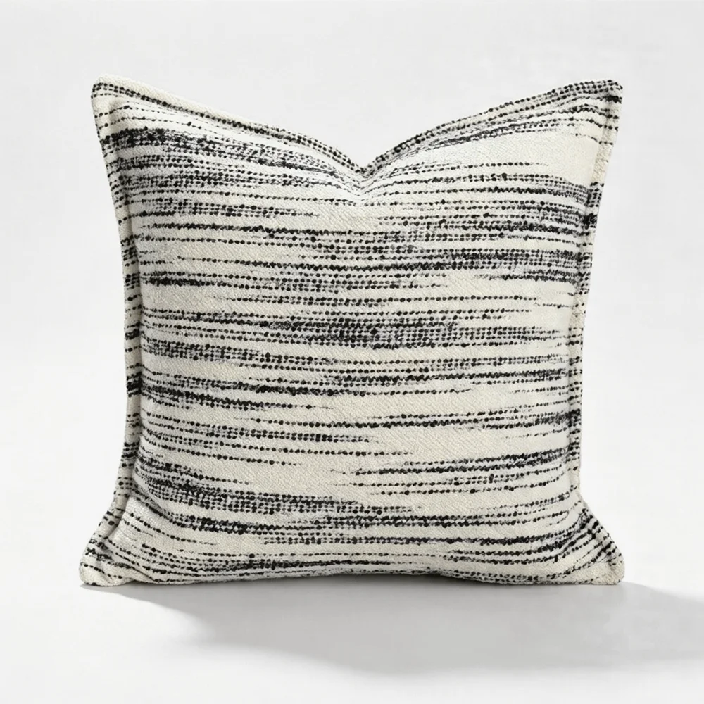 HINYEATEX Striped Black White Woven Decorative Home Sofa Lumbar Pillow Case Sqaure Modern Throw Cushion Cover 1 Piece Pack