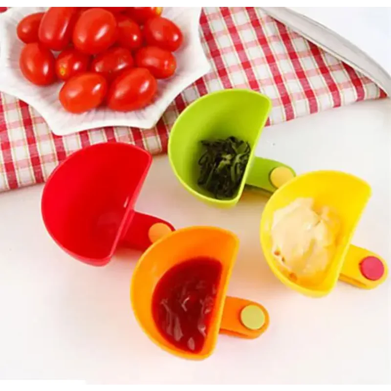 3PCS New Arrival Dip Clips Kitchen Bowl kit Tool Small Dishes Spice Clip For Tomato Sauce Salt Vinegar Sugar Flavor Spices