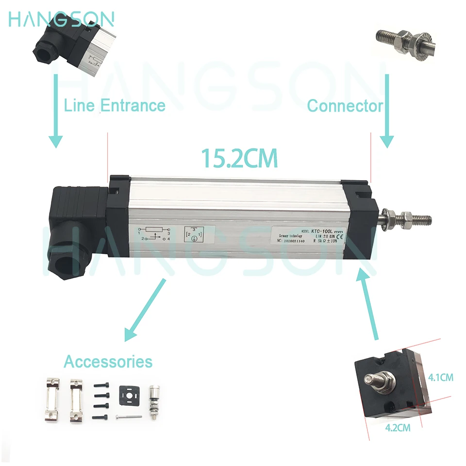 KTC 50-750MM Linear Electronic Ruler Transducer Linear Displacement Sensor Pull Rod Position Potentiometer for Injection Machine