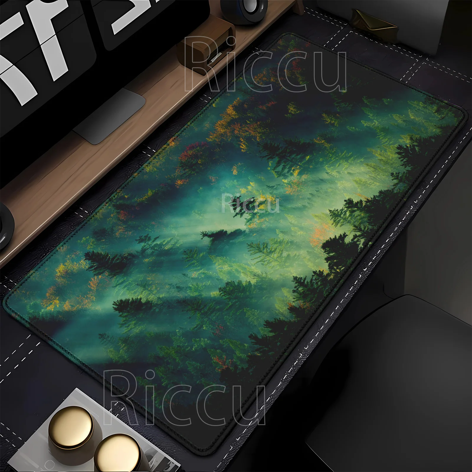 XXL-Mauspad, Gummi, Waldlandschaft, großes Mauspad, Gamer, rutschfeste Kunst, Computer, Laptop, 90 x 40 cm, Tastatur, HD-Druck, Schreibtischunterlage