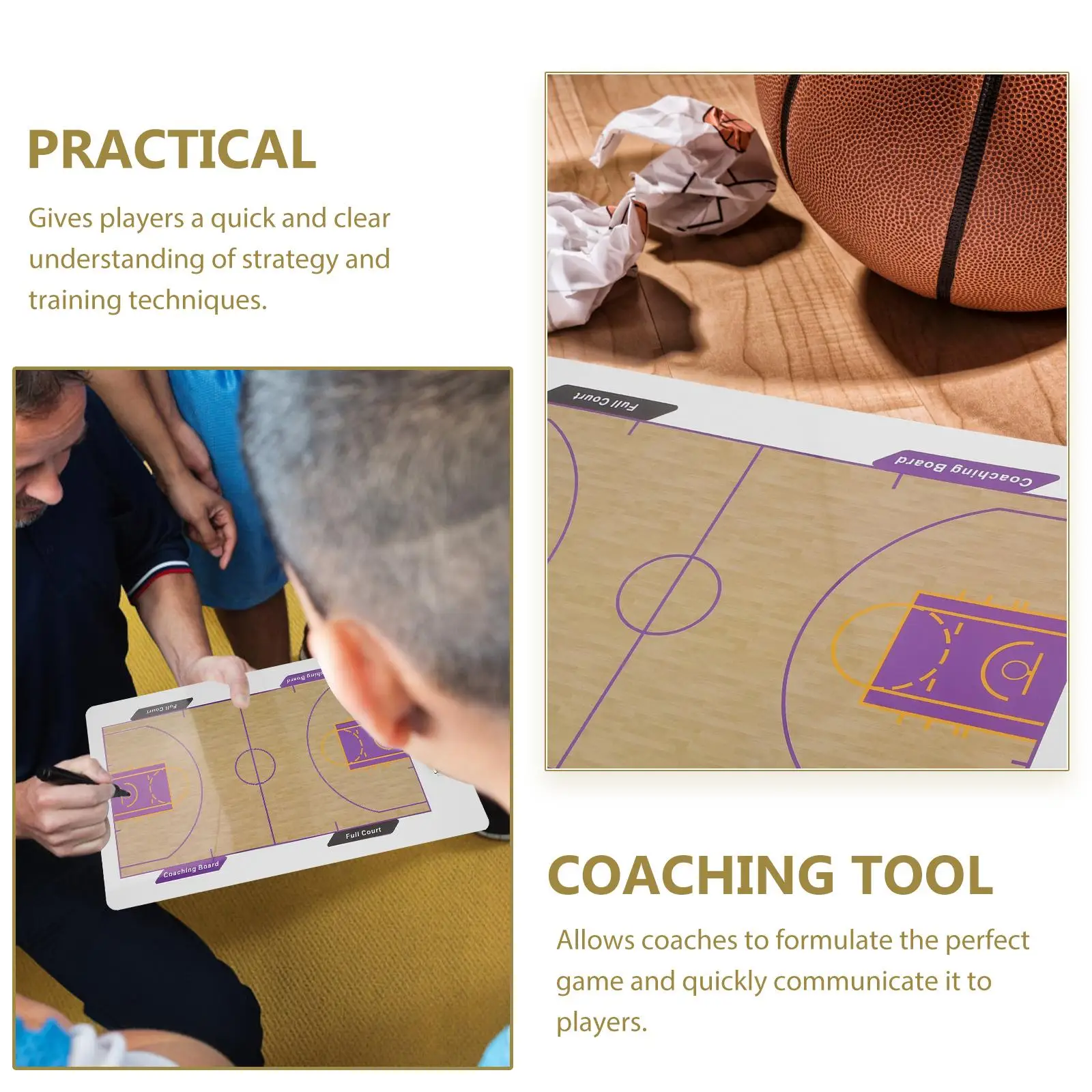 Basketball Board Double-Sided Coaching Dry Erase Clipboards Whiteboards