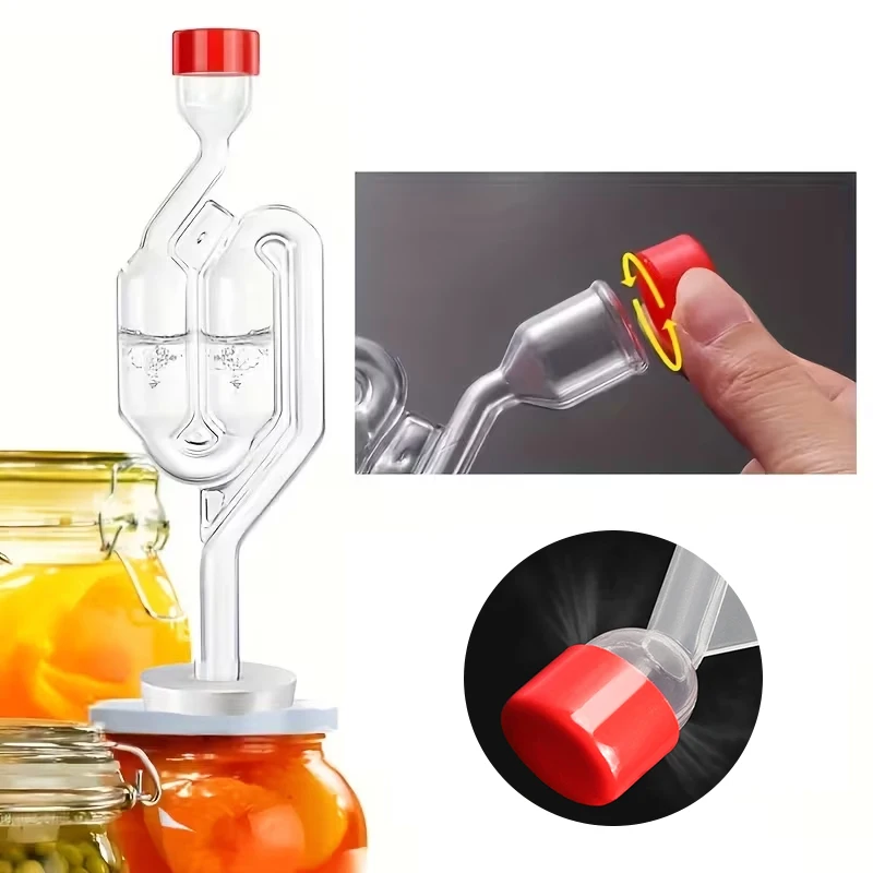 S Type Airlock Fermentation Airlock with Lid PP Plastic One Way Exhaust Valve Wine Beer Kombucha Pressure Relief Brewing Accesso