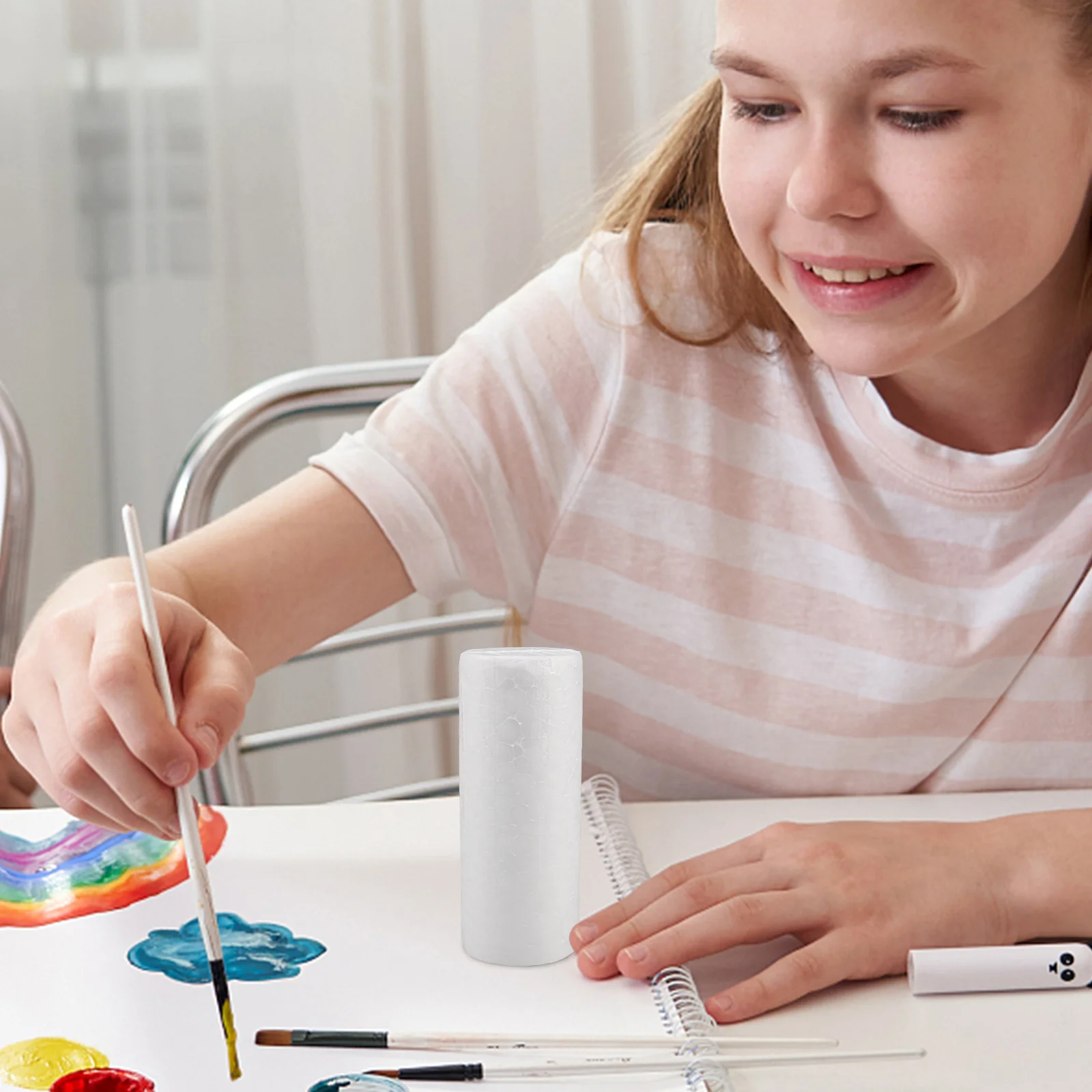 

10Pcs Christmas Foam Cylinders White Polystyrene Tubes for DIY Craft Projects 10x4cm Lightweight Durable Christmas Foam Balls