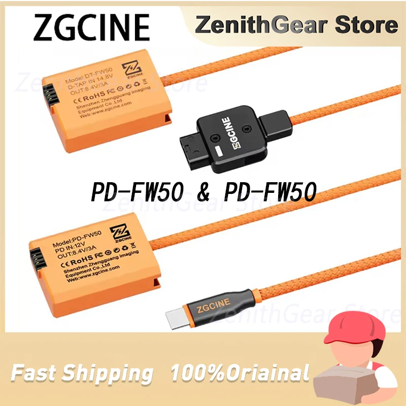 ZGCINE DTap zu NP-FW50 & USB-C PD zu NP-FW50 Dummy-Akkukabel für Sony A7III A6000 A6400 A7II A7RIII A7S A5000 NEX-5T RX1RIII