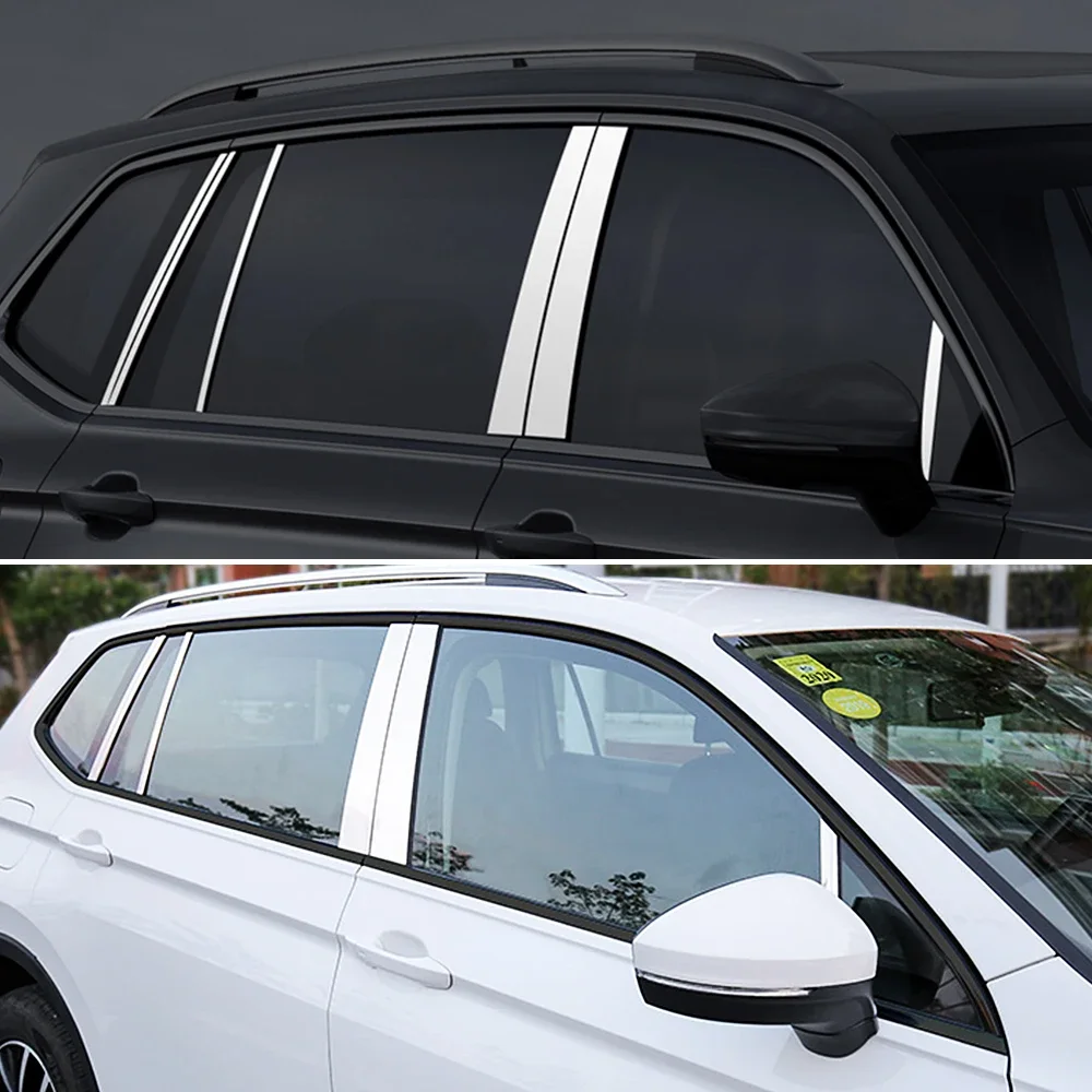 For Volkswagen VW Tiguan MK2 2017-2019 Accessories Chrome Window Pillar Strip Cover Trim Stainless Steel Center Pillars Sticker