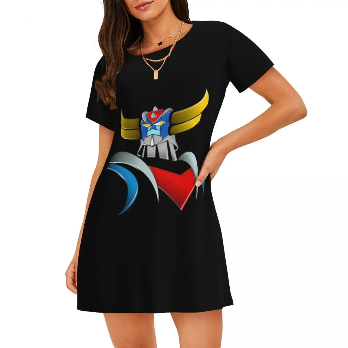 

Ночная рубашка Goldorak Grendizer Mazinger Z на заказ, одежда для сна с короткими рукавами, аниме НЛО, робот Goldrake, пижамы, женские пижамы