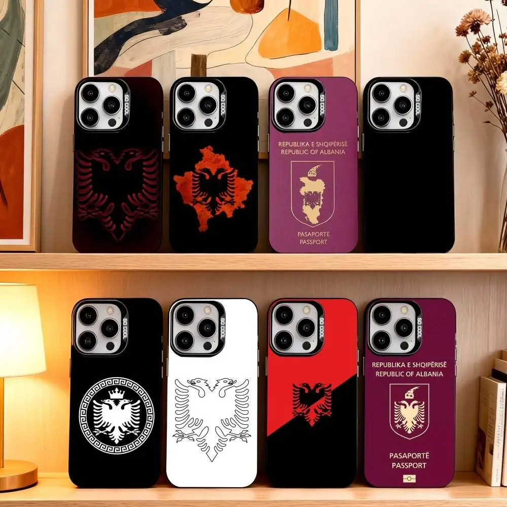 

A-Albania Passport Phone Case For iPhone17,16,15,14,13,12,11 Plus,Pro Max Black Candy silver phone case