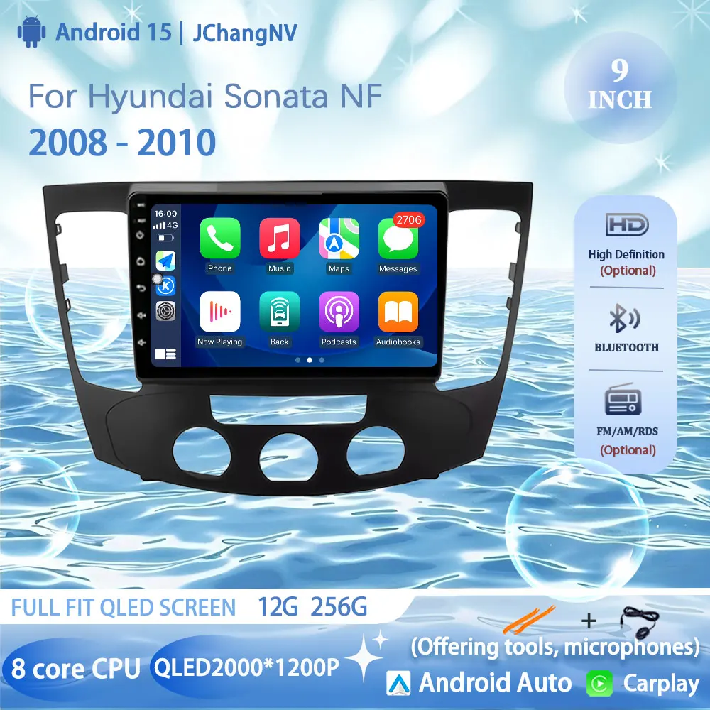 

9 inch Android 15 For Hyundai Sonata NF 2008 - 2010 Carplay Car Radio Multimedia Player GPS Navigation BT DSP NO 2DIN