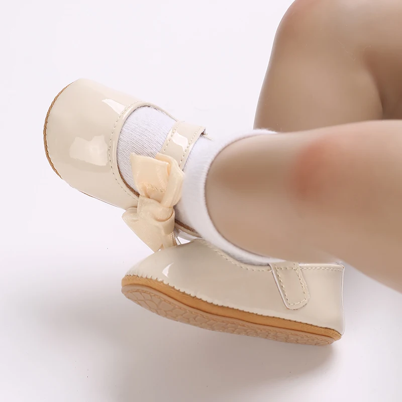 Baby Newborn Girl Princess Anti slip Bow Shoes Preschool Children's Soft PU Leather Walking Shoes  Series First Walking Shoe