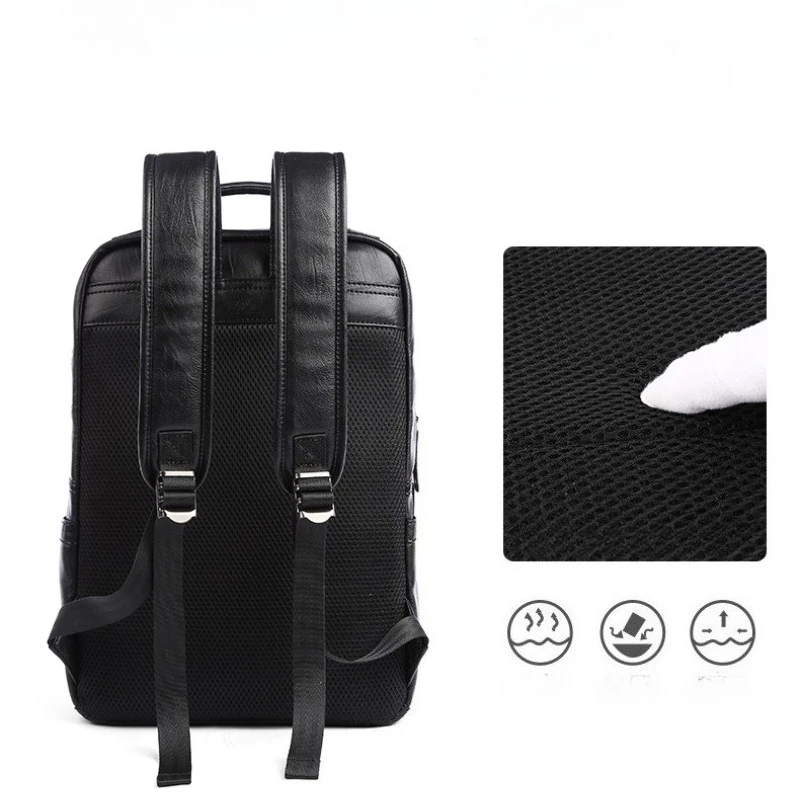 ファッションバックパック男性高級レザーバックパック男性のための大容量旅行 14 インチのラップトップバックパック複数のポケット通学
