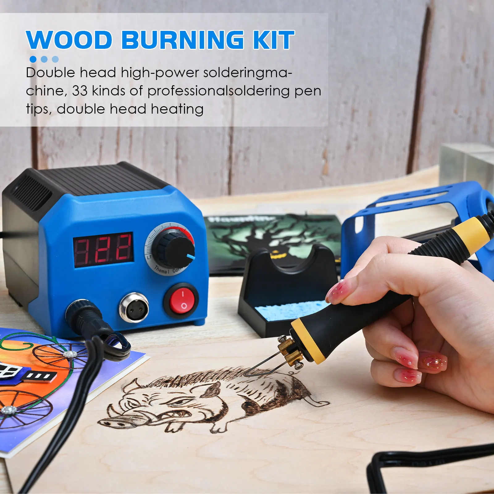 Pyrography Wood-Burning Kit for Adults, Wood-Burning Pen, Temperature Adjustable with 23 Wire Nibs, 100 ~ 700 ℃, 212 ~ 1292 ℉