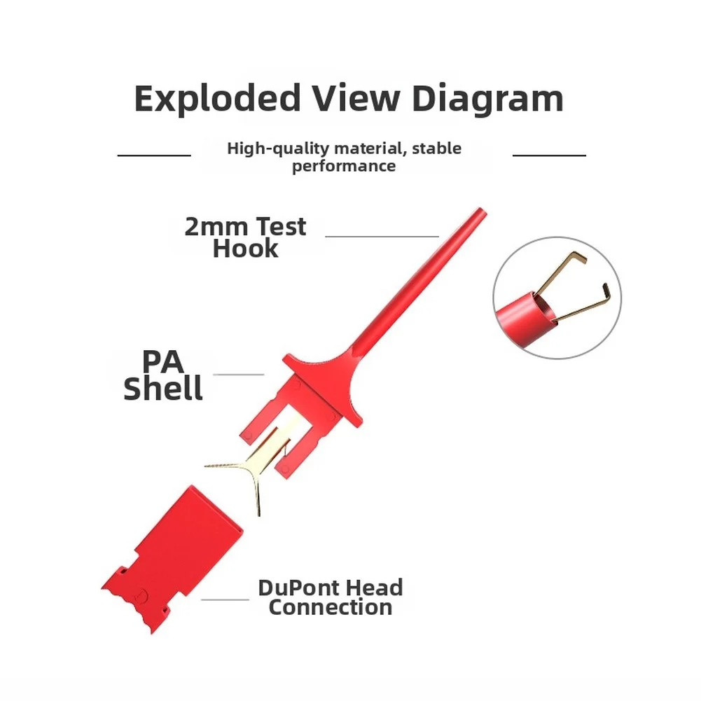 6 Pairs Test Hooks with Copper Leads for SMD IC Testing Clamp Clips Lightweight Portable for Electronic Diagnostics