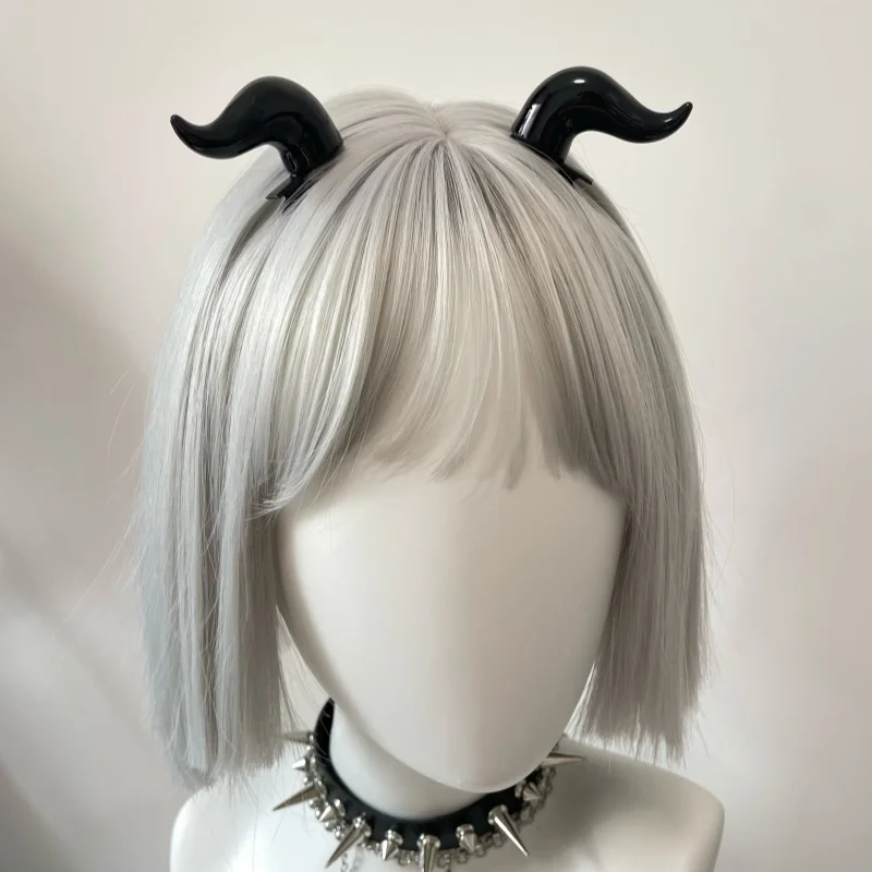 Black Punk Demon Horn Hair Clip Gothic Party Halloween Hairpin Cosplay Costume Accessory Demon Horn Hairpins
