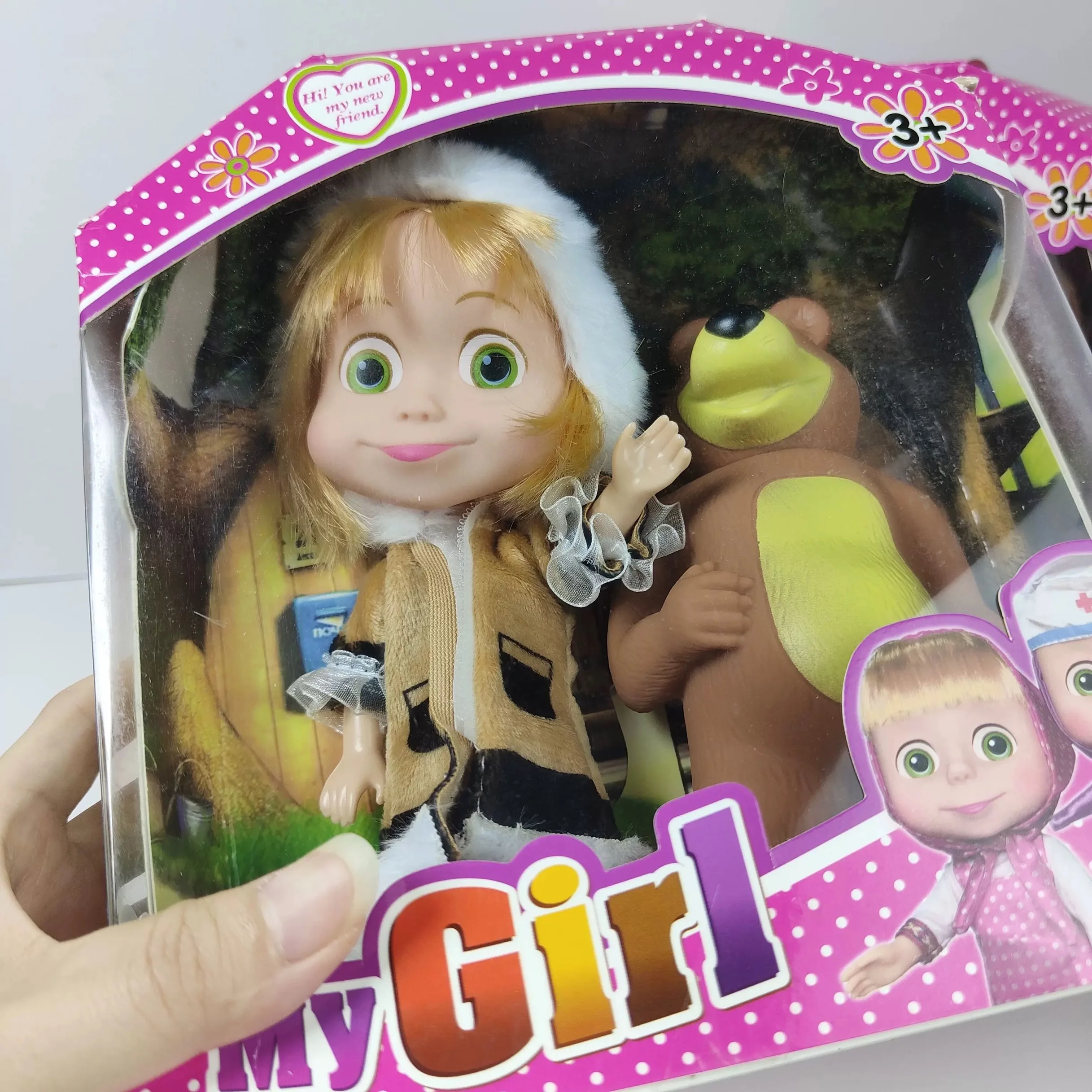 Marthas and Bears Action Figures Cute Kawaii Girl Mashas Bear Model Toys Can Speak Collectibles Toys Gifts