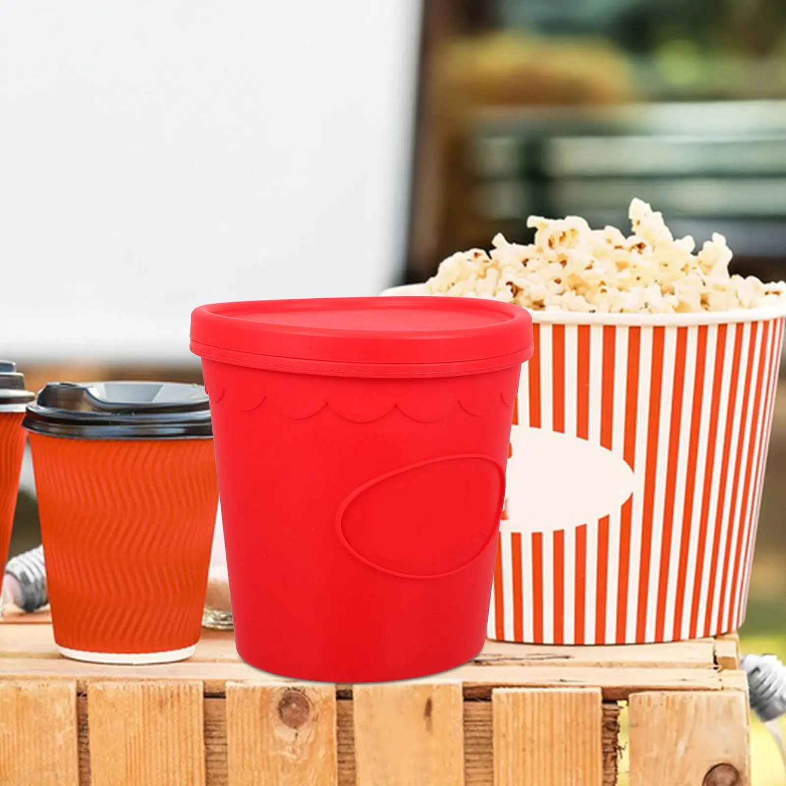 

Silicone Popcorn Bucket Sturdy Reusable Snack Container Popcorn Tub for Movie Night Party Candy Ice Cream Storage