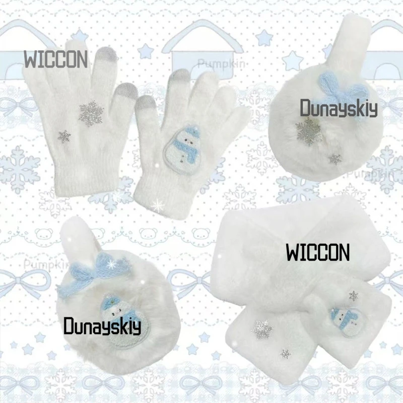 

Jirai Kei Lolita, реквизит для косплея, синий снеговик, осенне-зимние перчатки, наушники, шарфы, теплые Хэллоуин, Рождество, японский