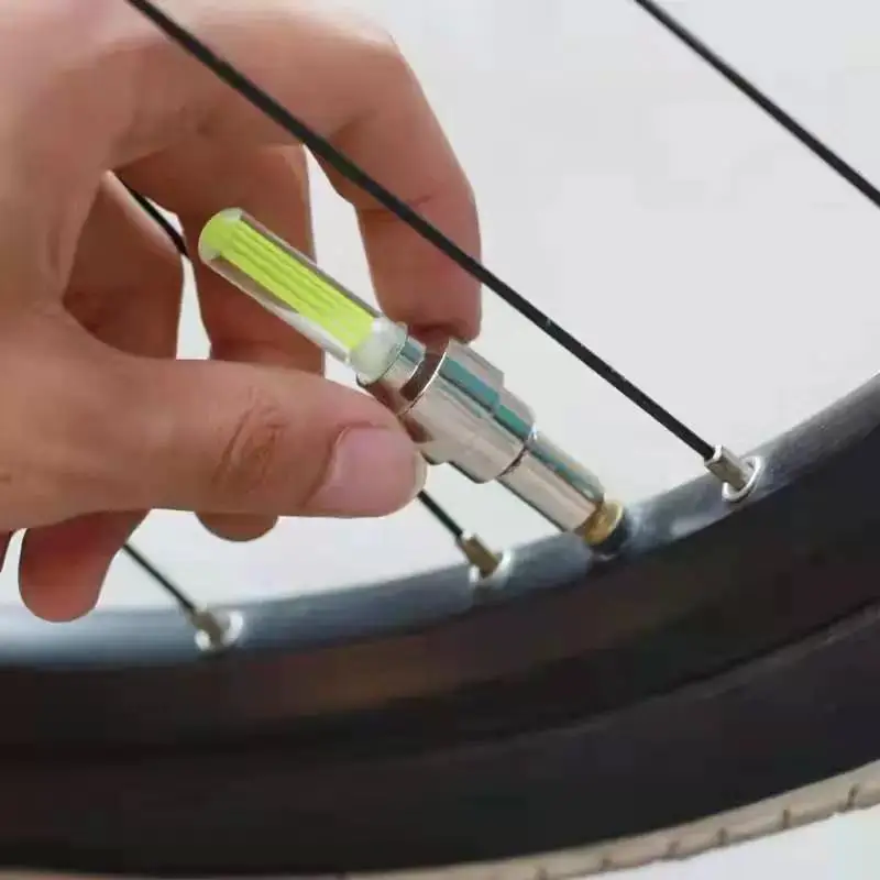 2PCS Bicycle Bike LED Lights Tire Valve Cap Waterproof Wheel Spoke Lights For Night Riding Glow In The Dark
