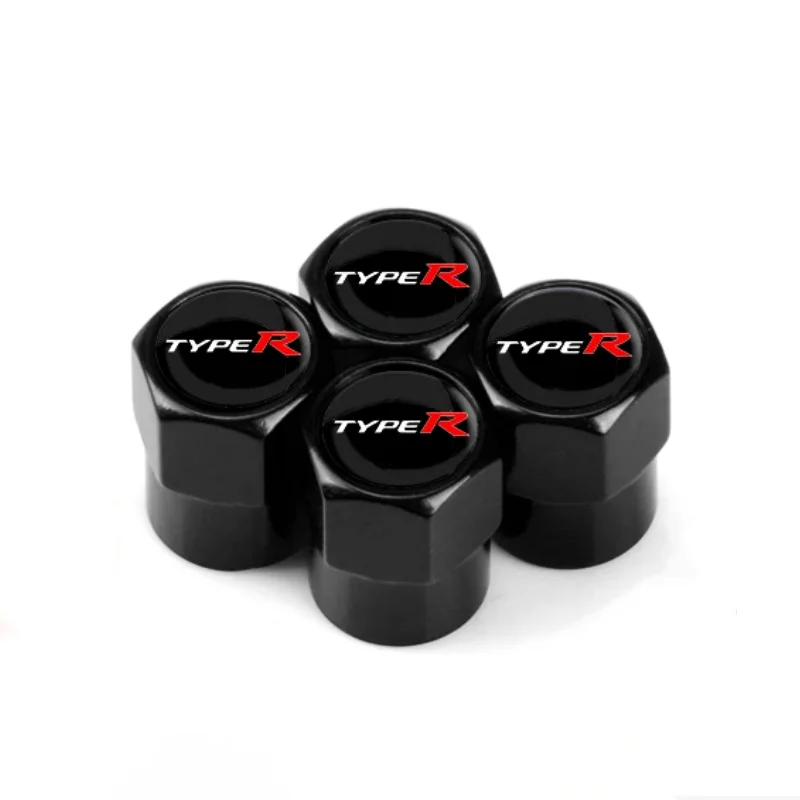 4Pcs Aluminum Type R Tires Valve Caps Car Wheel Valves Tyre Stem Air Caps For Honda Civic Typer City CR-V XR-V HR-V Accord