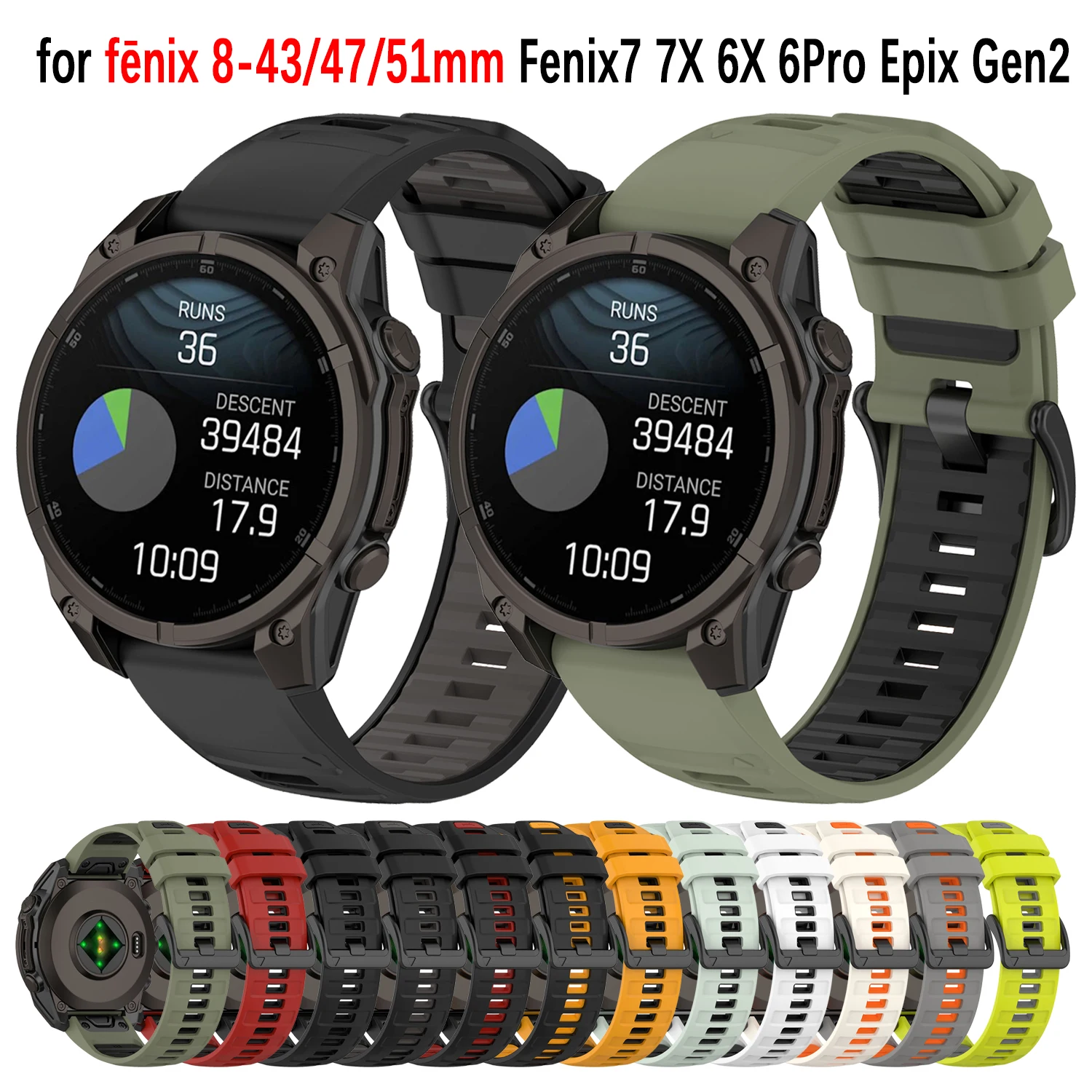 

Fenix 8 Watch Band Strap for Garmin Fenix 8 47mm 51mm E 7 7X 6 6X 5 5X/Epix Gen2/Enduro 3 Silicone Bracelet 20 22 26MM QuickFit